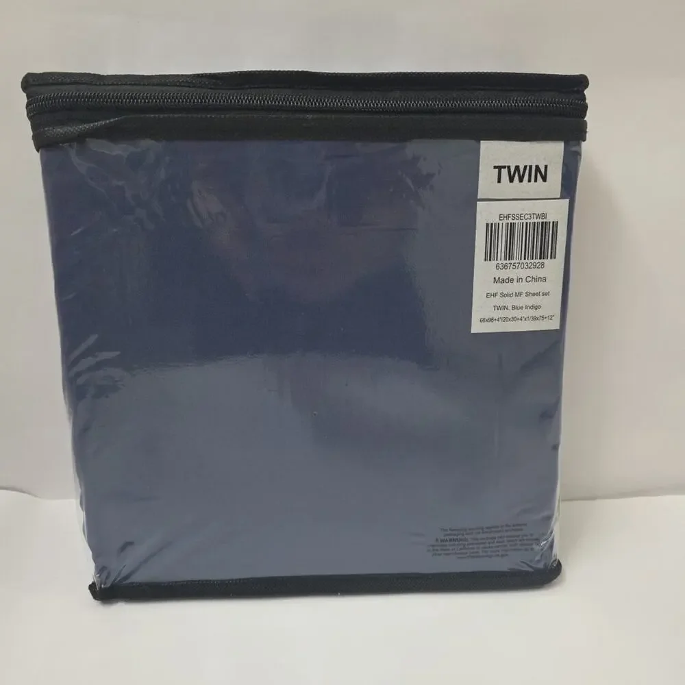 3 PC East End Home Twin Sheet Set, Blue Indigo
